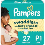 Pampers Swaddlers Baby Diapers Size P 6LBS - 2 packs of 27 NEW sealed