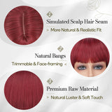 BARSDAR Red Bob Wigs - Short Red Wig With Bangs for Women - 12 Inch NEW