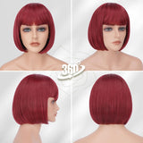 BARSDAR Red Bob Wigs - Short Red Wig With Bangs for Women - 12 Inch NEW