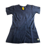 Wonderwink Aero Women's 2XS Medical Scrub Top Navy Blue Poly/Rayon/Lycra NWOT