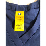Wonderwink Aero Women's 2XS Medical Scrub Top Navy Blue Poly/Rayon/Lycra NWOT