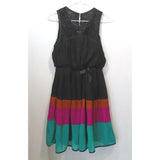 Newberry Girls Pleated Color Block Keyhole Back, Lace Scoop Neck Dress Size 16