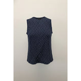 Nautica Sleeveless Wrap Top Women's Size Small Blue Checkerboard Patterned Polyester Blouse
