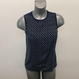 Nautica Sleeveless Wrap Top Women's Size Small Blue Checkerboard Patterned Polyester Blouse