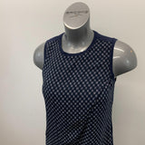 Nautica Sleeveless Wrap Top Women's Size Small Blue Checkerboard Patterned Polyester Blouse
