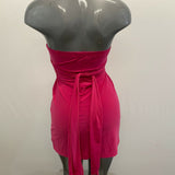 Kismet Strapless Dress Women's Small Pink Pleated Front  Polyester/Spandex Tie