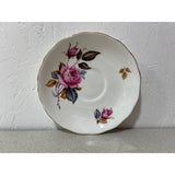 Royal Vale Fine Bone China England Orphaned Saucer Pink Cabbage Rose Brown leaf