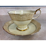 VTG Royal Albert Crown China England Yellow With Gold Trim Tea Cup And Saucer Set