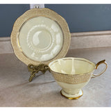 VTG Royal Albert Crown China England Yellow With Gold Trim Tea Cup And Saucer Set
