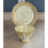 VTG Royal Albert Crown China England Yellow With Gold Trim Tea Cup And Saucer Set