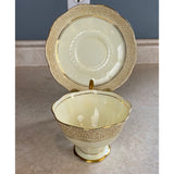 VTG Royal Albert Crown China England Yellow With Gold Trim Tea Cup And Saucer Set