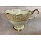 VTG Royal Albert Crown China England Yellow With Gold Trim Tea Cup And Saucer Set