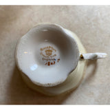 VTG Royal Albert Crown China England Yellow With Gold Trim Tea Cup And Saucer Set