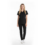 Dickies Women's Scrub Top Size Medium Black V Neck Short Sleeve Cotton Blend NEW