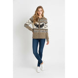 G:21 Women's Small Chunky Knit Sweater Zipper Front Acrylic Black/white/beige