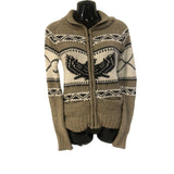 G:21 Women's Small Chunky Knit Sweater Zipper Front Acrylic Black/white/beige