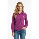 Tommy Hilfiger Button Up Blouse Women's Small Purple Long  Sleeve Cotton Top
