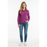 Tommy Hilfiger Button Up Blouse Women's Small Purple Long  Sleeve Cotton Top