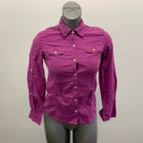 Tommy Hilfiger Button Up Blouse Women's Small Purple Long  Sleeve Cotton Top