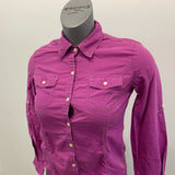 Tommy Hilfiger Button Up Blouse Women's Small Purple Long  Sleeve Cotton Top