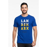 Landshark Lager Cotton T shirt Men's One Size Blue Spell Out Crew Neck T Shirt