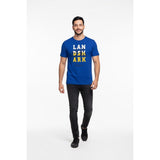 Landshark Lager Cotton T shirt Men's One Size Blue Spell Out Crew Neck T Shirt