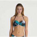 La Vie En Rose aqua Women's White Coloured Palm Tree Leaf Design Size Large Nylon Blend
