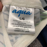 La Vie En Rose aqua Women's White Coloured Palm Tree Leaf Design Size Large Nylon Blend