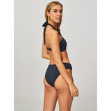 Seafolly 33816 womens 10 (USA) Bandeau Halter Bikini Top Swimsuit Dark Blue NWOT