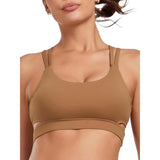 RELLECIGA Women's Scoop Neck Strappy Cutout Sport Bra Medium Brown NWT