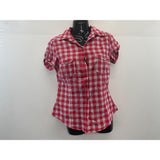 L.O.G.G Women's Red Plaid Short Sleeve Button Up Shirt Size 6 Cotton