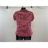 L.O.G.G Women's Red Plaid Short Sleeve Button Up Shirt Size 6 Cotton