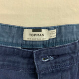 Topman Chino Shorts Men's Size W30 Button Fly Blue Cotton High Rise Shorts