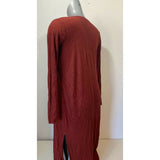 Forever 21 Womens Medium Burgundy Striped Long Sleeve Long Open Front Cardigan