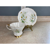 Royal Albert England White Flowered Scalloped Tea Cup & Saucer Set