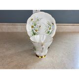 Royal Albert England White Flowered Scalloped Tea Cup & Saucer Set