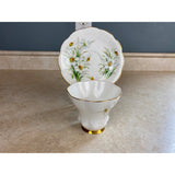 Royal Albert England White Flowered Scalloped Tea Cup & Saucer Set