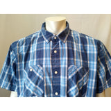 Levi's Men's Short Sleeve Button Down Blue White Plaid Casual Shirt Size XXL