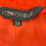 Addition Elle Women's Blouse Size 24 Orange Button V Neck Sheer Short Sleeve Top