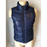 Old Navy Girl Polka Dot Blue Puffy Nylon Vest Fleece Lining Size XL