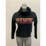 PINK Victoria's Secret Women's XS Cowell Neck Sweatshirt Black Cropped