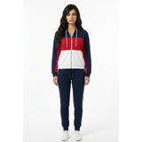 Levi’s Spellout Hoodie Women’s Red Blue Full Zip Jacket Size Medium Cotton Blend