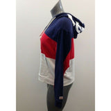 Levi’s Spellout Hoodie Women’s Red Blue Full Zip Jacket Size Medium Cotton Blend