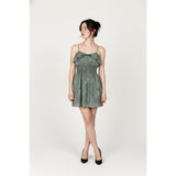 Urban Behavior Women's Green Floral Spaghetti Strapped Fitted Waist Sun Dress Size Small Polyester