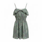 Urban Behavior Women's Green Floral Spaghetti Strapped Fitted Waist Sun Dress Size Small Polyester