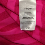 Champion Pink Striped Athletic Top Women's Large V Neck Short Sleeve Polyester