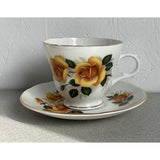 Crown Trent Teacup Saucer Set Yellow Roses Bone China England
