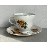 Crown Trent Teacup Saucer Set Yellow Roses Bone China England