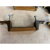 4 Vintage Amerock Brass Look With Wood Handle Door/Drawer Pulls USED