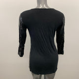 Laura Beaded Top Women's Size Large Black 3/4 Sleeve Scoop Neck Viscose Blend